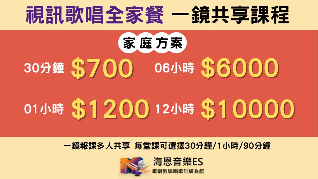 線上學唱歌優惠方案－視訊歌唱教學全家餐共享課程